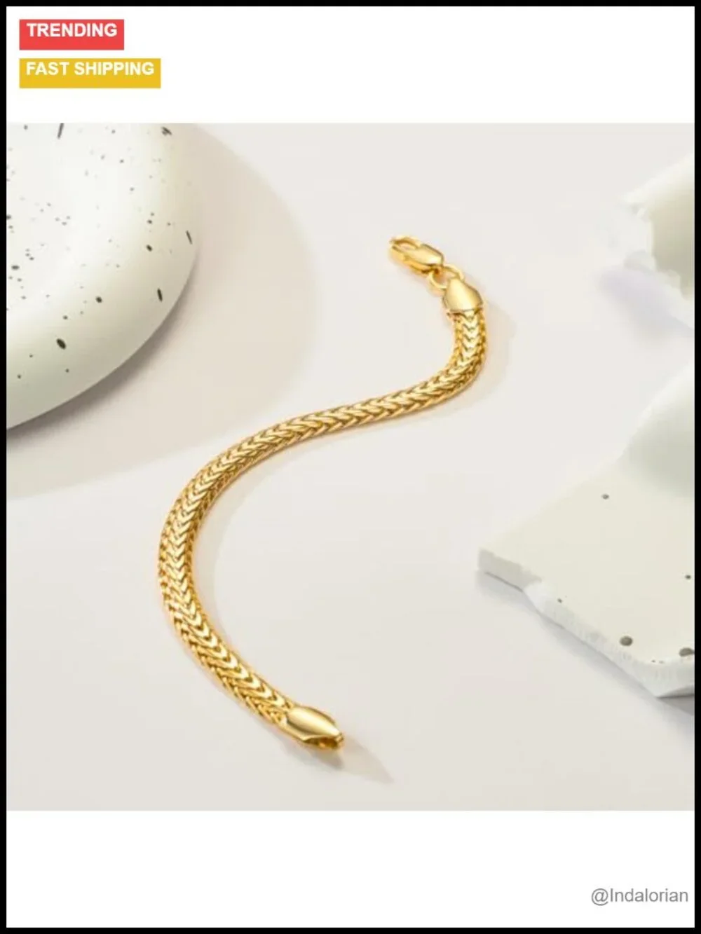 14K Gold Plated Foxtail Chain Bracelet Lobster Clasp Dainty Stackable